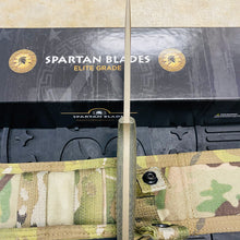 Load image into Gallery viewer, Spartan Blades Harsey Tactical Trout Flat Dark Earth Camo Handles 4.5&quot; Fixed Blade Knife with Multicam Molle Sheath SB43DECMNLMC

