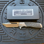Sharp By Design Mini Evo Flipper 3.25" Satin HARPOON CARBON FIBER Inlay Knife