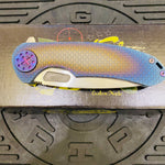 Curtiss Custom F3 Large 3.75" Spanto, Flipper, Titanium Ombre SPM-Mill Handles, Purple Hardware, Magnacut Knife