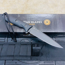 Load image into Gallery viewer, Spartan Blades Moros Black Combat Utility 5.25&quot; Fixed Knife with Black MOLLE Sheath SB53BKBKNLBK
