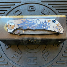 Load image into Gallery viewer, Spartan Blades SF5 VIKING Damascus SHF Viking Longboat Harsey Folding Knife 3.95&quot; Damascus Blade, Titanium Handles

