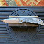 Spartan Blades SF5KOIFISH SHF Koi Fish Harsey Folding Knife 3.95" S45VN Stonewashed Plain Blade, Titanium Handles