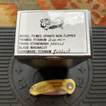 Curtiss Custom F3 Medium 3.25" Spanto NON-Flipper, Yellow Titanium Ball-Mill, Stonewash Magnacut Folding Knife