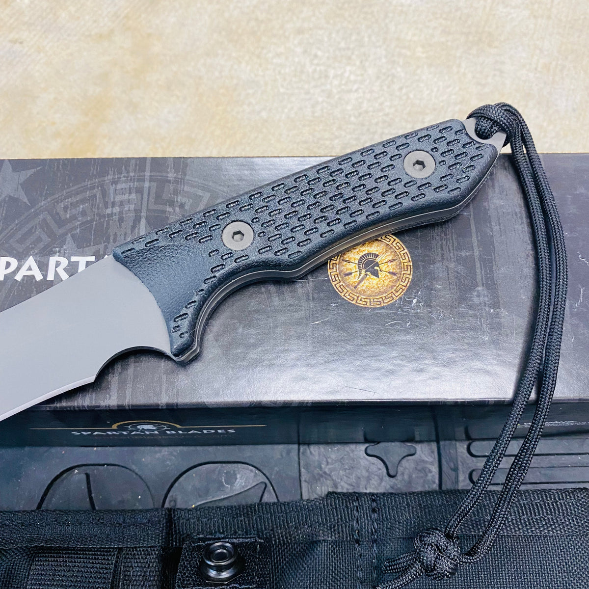 Spartan Blades Ronin Shinto Black 5.6" Blade Black CE Canvas Micarta Handles Knife with Black Nylon Sheath SB47BKBKNLBK