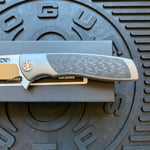 Sharp By Design Mini Evo Flipper 3.25" Satin HARPOON CARBON FIBER Inlay Knife