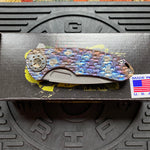 Curtiss Custom F3 Medium 3" Slicer Flipper, Torched Titanium FJ-Mill "Dragon Scale", Stonewash Magnacut Folding Knife