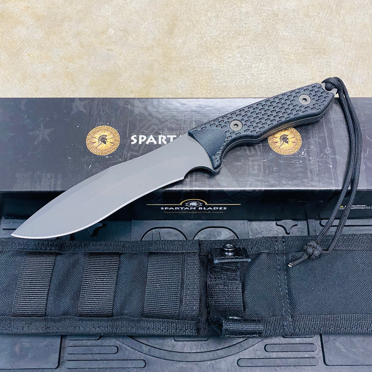Spartan Blades Ronin Shinto Black 5.6" Blade Black CE Canvas Micarta Handles Knife with Black Nylon Sheath SB47BKBKNLBK