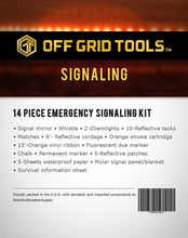 Load image into Gallery viewer, Offgrid Tools SIGNALING - 14 PIECE EMERGENCY SIGNAL KIT
