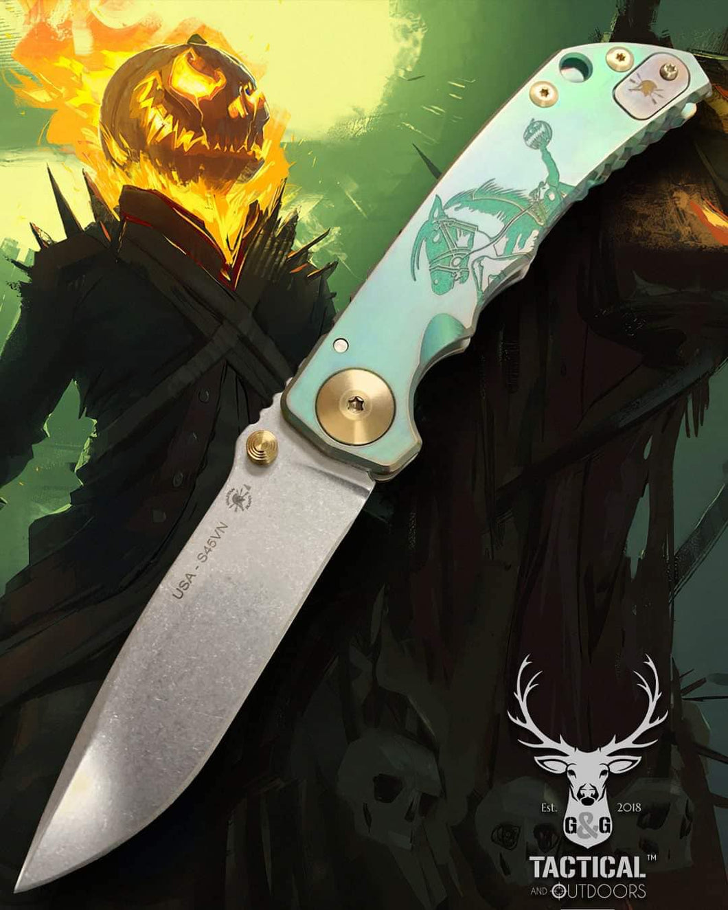 Spartan Blades Harsey Folder - Halloween Theme - 2022 Special Edition G&G Tactical and Outdoors EXCLUSIVE